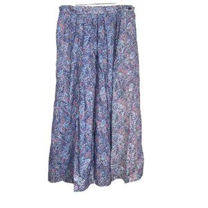 Vintage Albert Paul Womens Paisley Maxi Skirt Size 14 100% Cotton Blue & Pink Fl